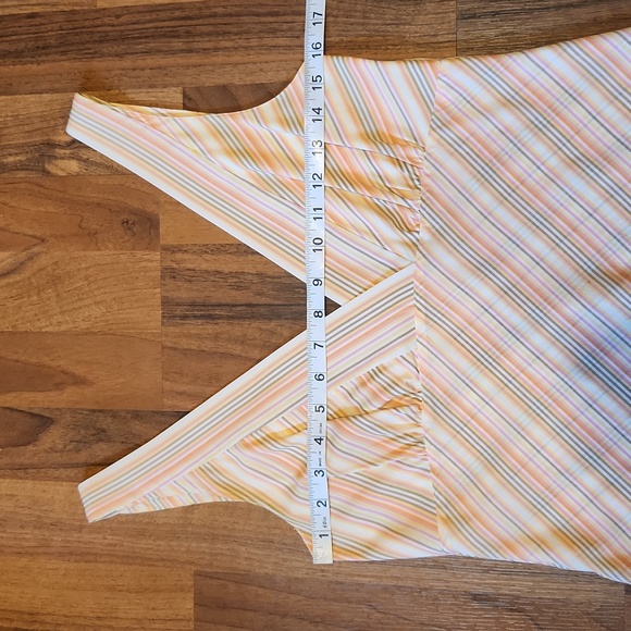 Theory Cammie Pink & Orange Striped Silk Deep Vneck Sleeveless Tank Top Small - Picture 6 of 11